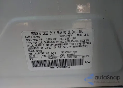 2019 Infiniti Q50 3.0T Luxe from USA, damaged, VIN JN1EV7AP1KM513252